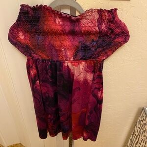 MOSSIMO SUPPLY CO WOMENS SIZE M SUN TOP TUNIC SHIRRING STRECH BODICE TIE BACK